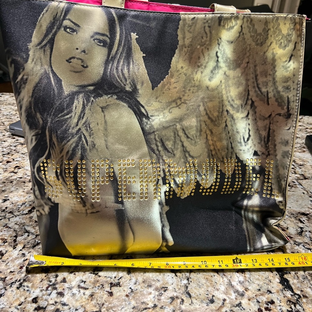 Victoria's Secret Black and Gold Artistic Tote Bag
